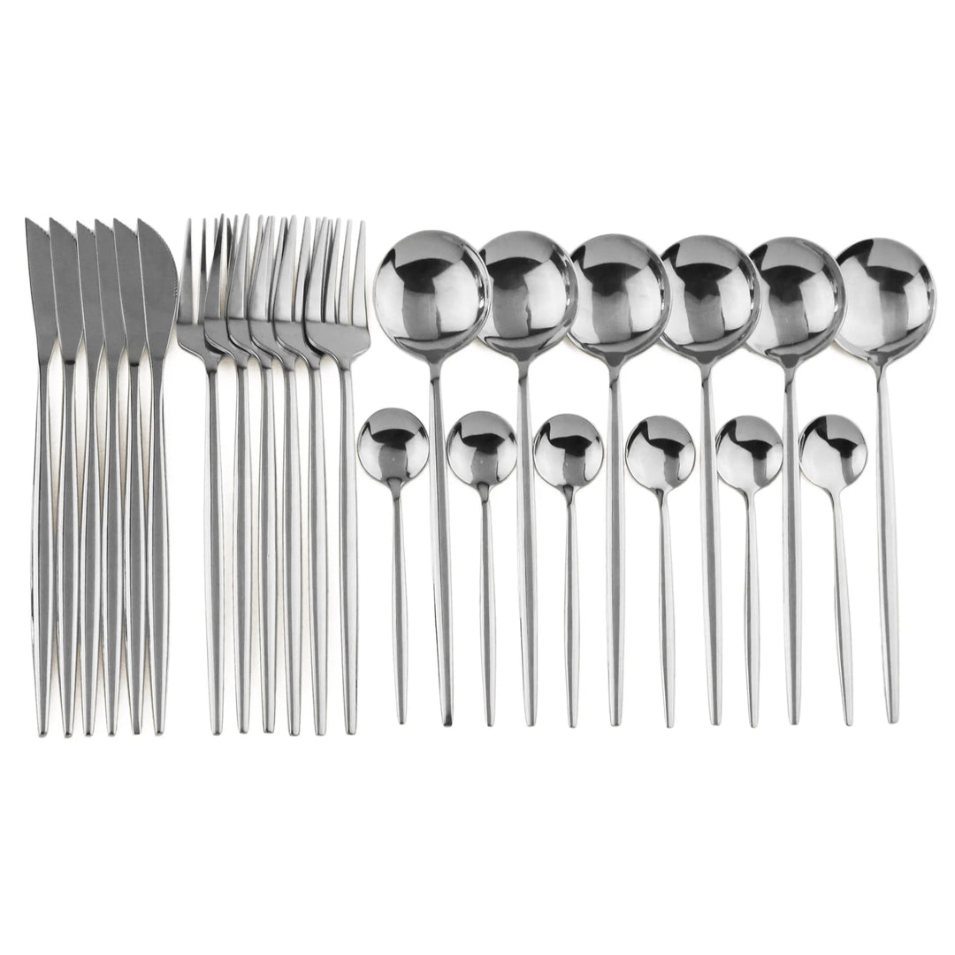 24pc Stainless Steel Cutlery Set - Modern Dining