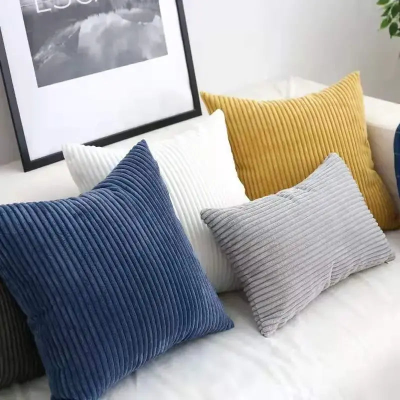 Striped Corduroy Cushion Cover - Sofa Bed Decor