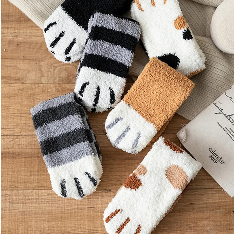 Kawaii Cartoon Socks - Cute Paw Pattern