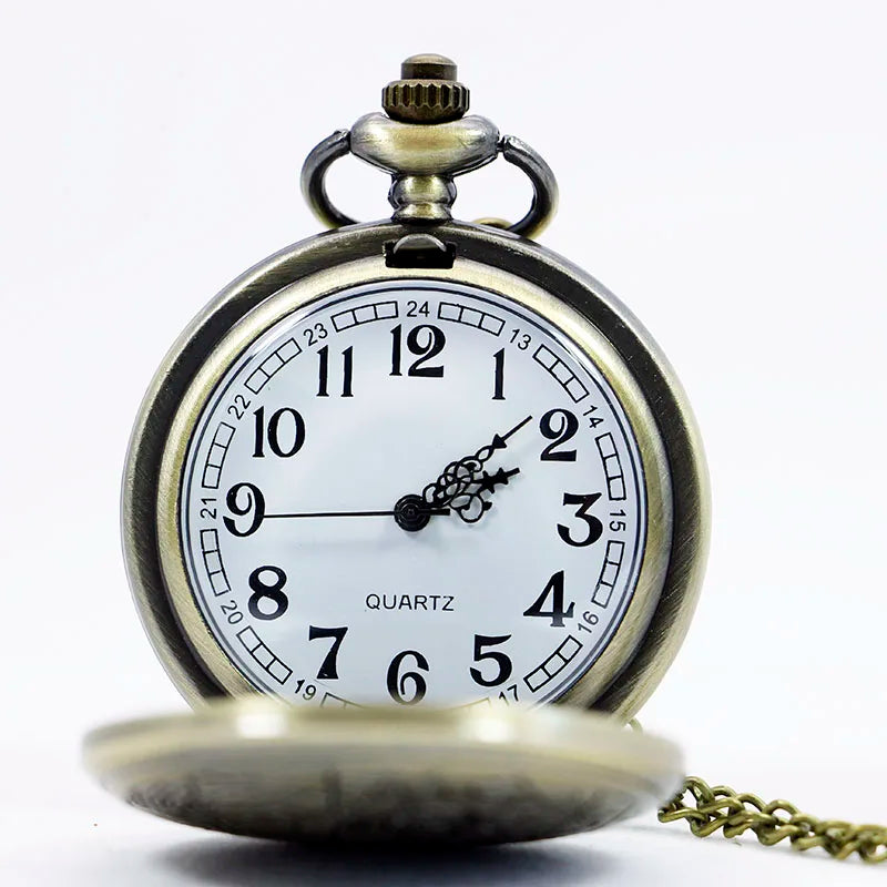 Vintage Pocket Watch with Chain Necklace Pendant, UK Design