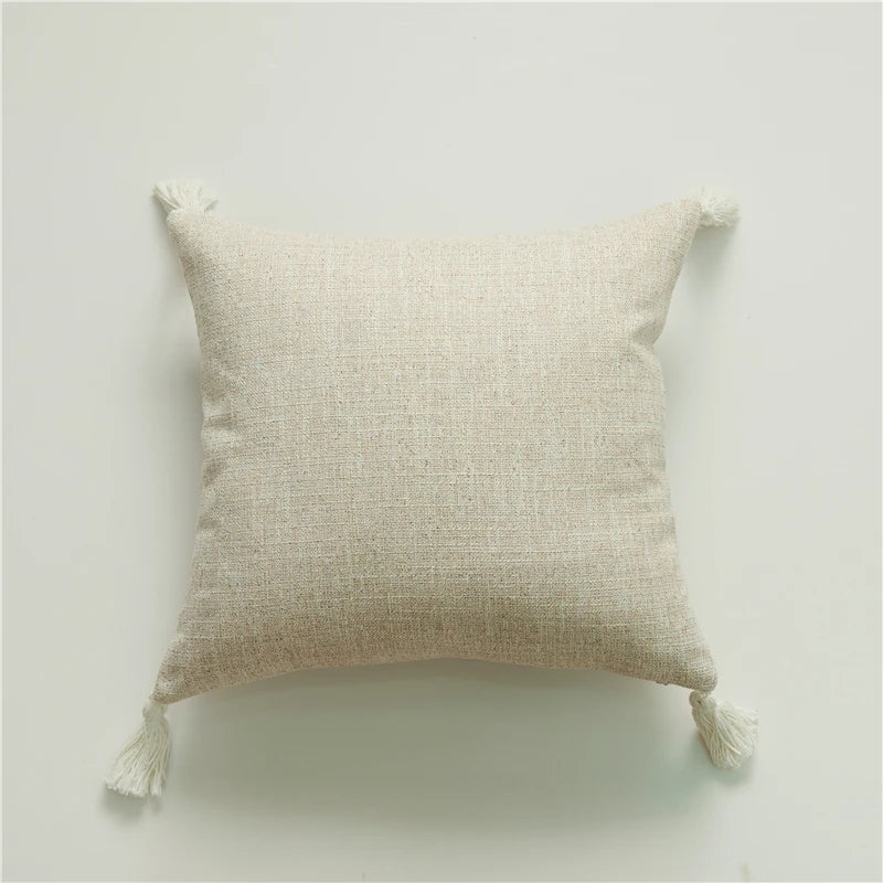 Linen Tassel Pillow Covers - European Decorative Shams