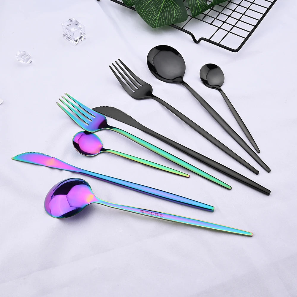 24pc Stainless Steel Cutlery Set - Modern Dining