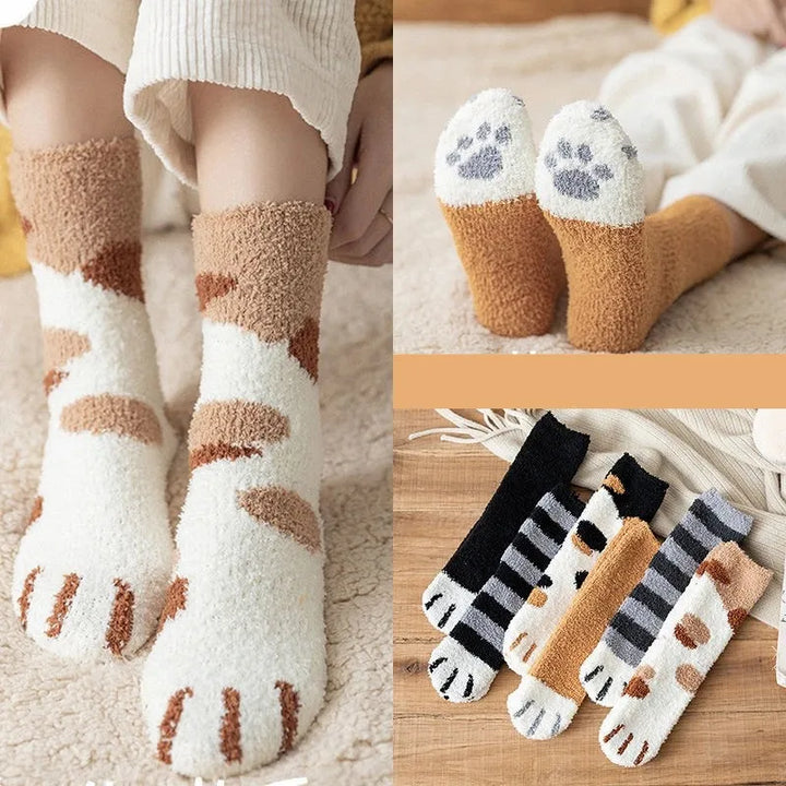 Kawaii Cartoon Socks - Cute Paw Pattern