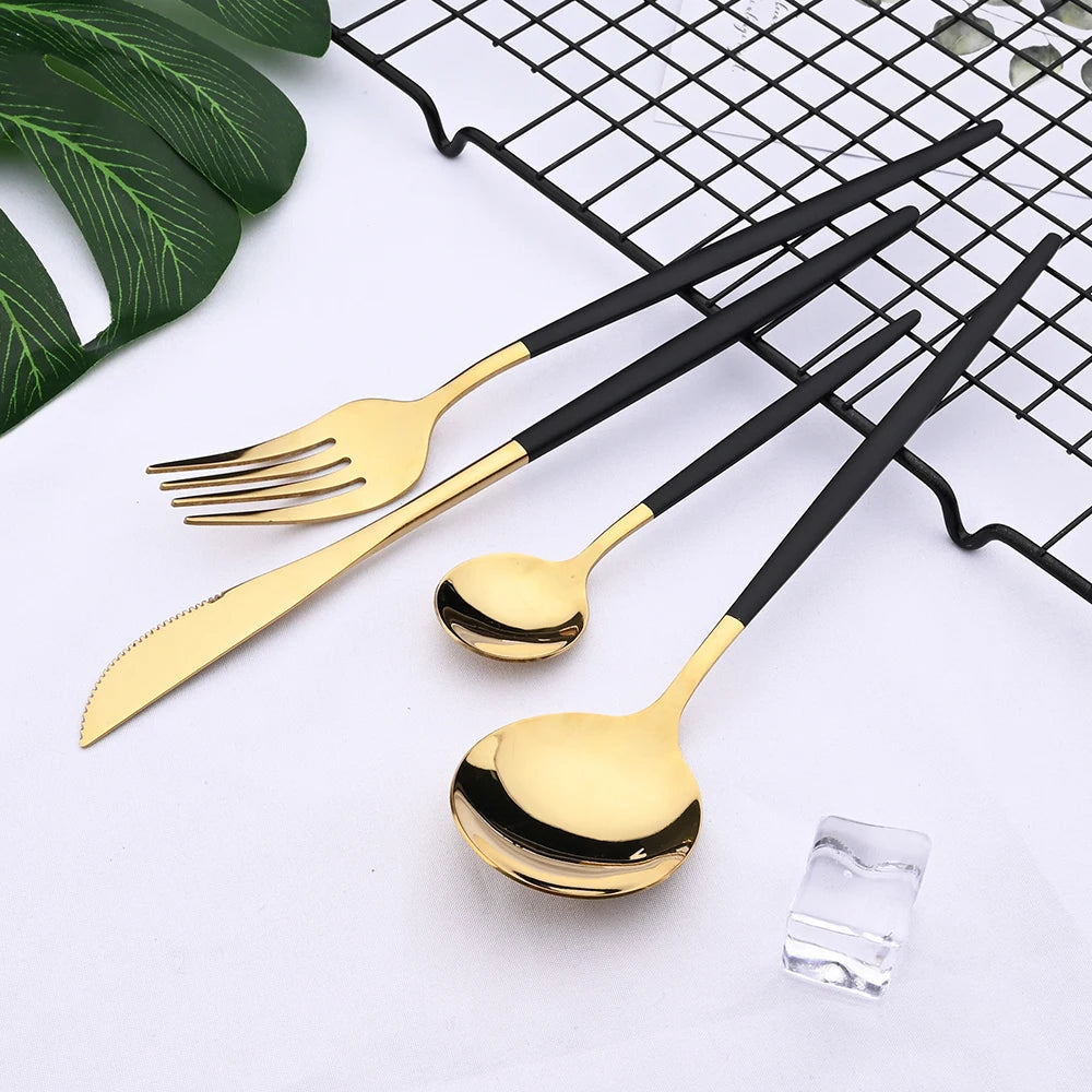 24pc Stainless Steel Cutlery Set - Modern Dining