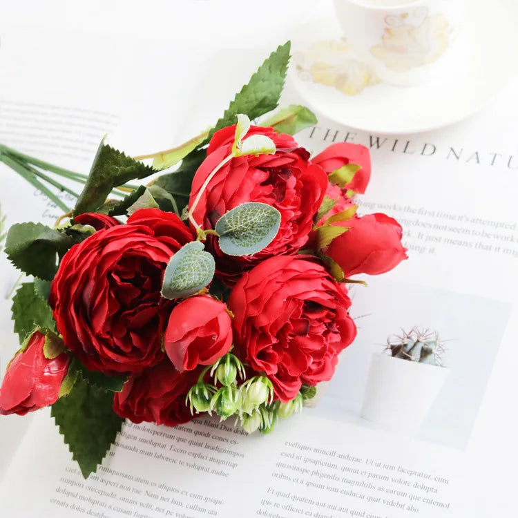 Silk Peony Artificial Bouquet