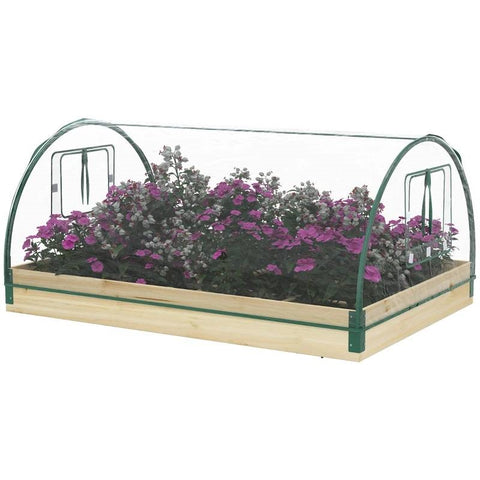 Mini Raised Garden Bed Planter Box Greenhouse Combo with Clear PVC Cover