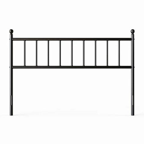 King size Traditional Farmhouse Headboard in Matte Black Metal Finish