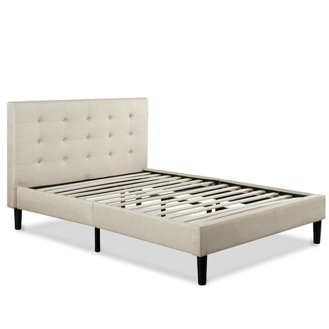 King size Taupe Beige Upholstered Platform Bed Frame with Headboard