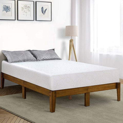 King size Solid Wood Platform Bed Frame in Brown Natural Finish