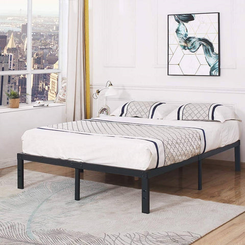 King Heavy Duty Metal Platform Bed Frame with Wood Slats 3,500 lbs Weight Limit