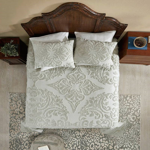 King Size 100% Cotton Chenille 3-Piece Coverlet Bedspread