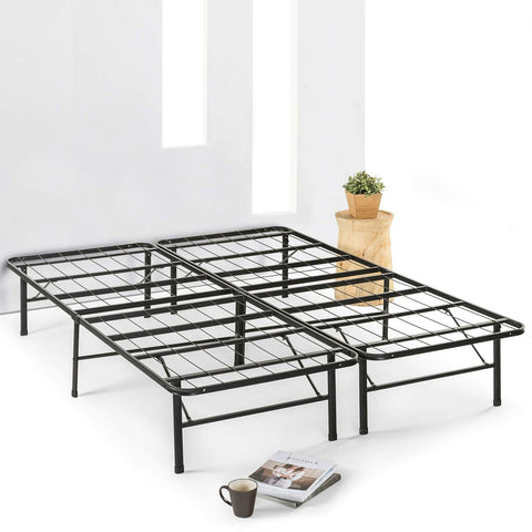 King size Folding Sturdy Metal Platform Bed Frame with Storage Space