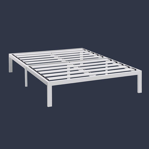 King Size Heavy Duty Metal Platform Bed Frame in White