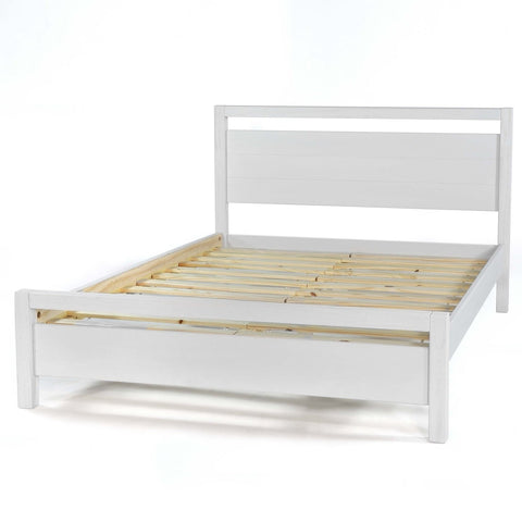 King Size FarmHouse Traditional Rustic White Platform Bed