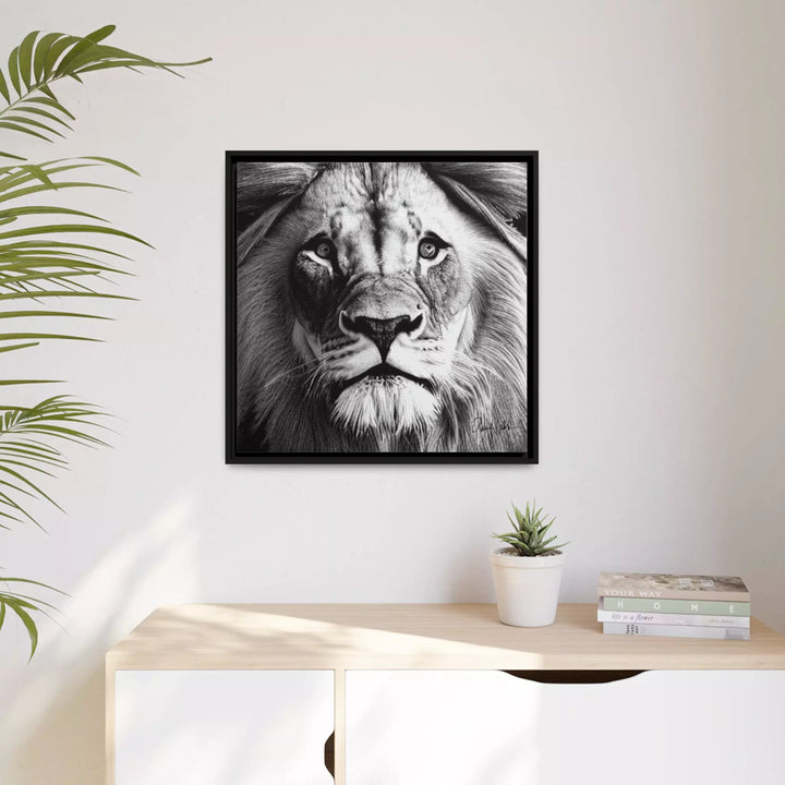 Lion's Face Canvas Wall Art Matte with Frame by QueenNoble