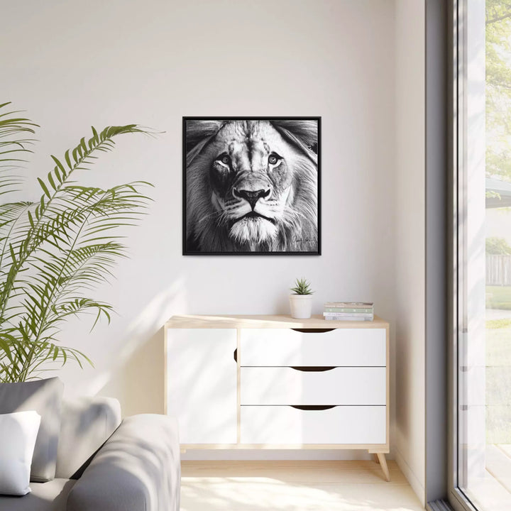 Lion's Face Canvas Wall Art Matte with Frame by QueenNoble