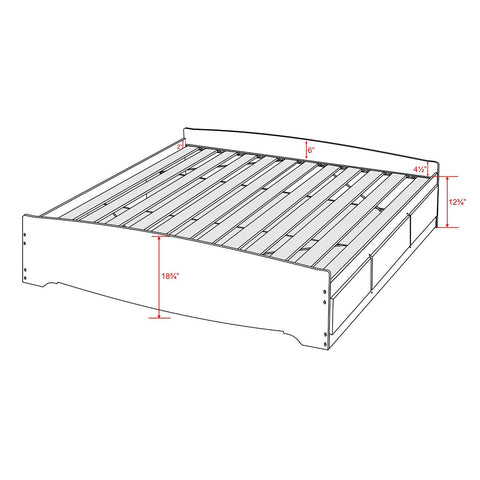 King size Modern Espresso Platform Bed Frame with 6 Storage Drawers