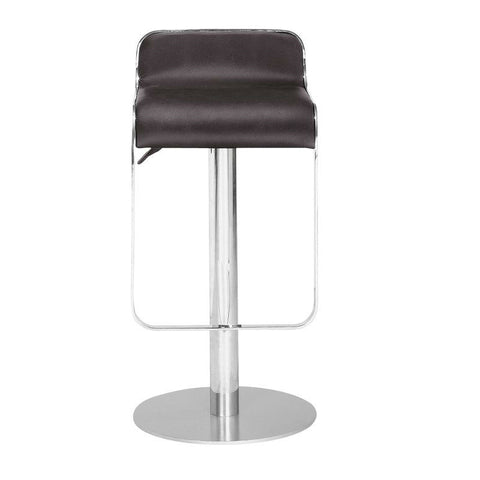 Modern Bar Stool with Espresso Brown Faux Leather Swivel Seat