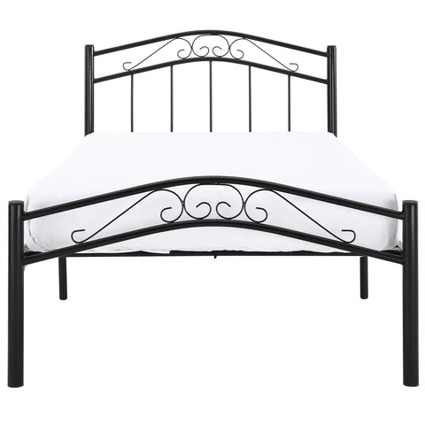 Twin size Black Metal Platform Bed with Headboard and Footboard