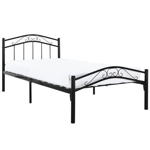 Twin size Black Metal Platform Bed with Headboard and Footboard