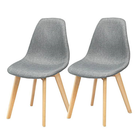 Set of 2 Mid-Century Modern Gray Dining Chair with Wood Legs