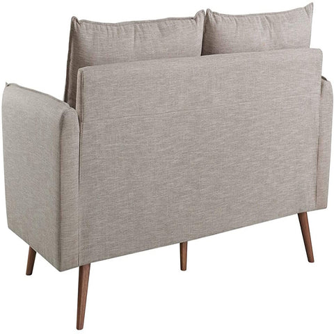 Modern Couch Beige Upholstered Sofa with with Mid-Century Style Wood Legs