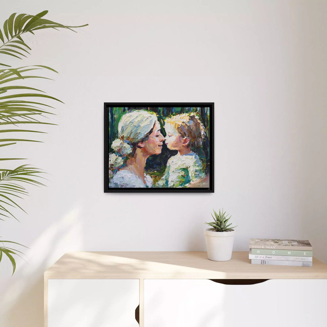 Mother and Child Canvas Wall Art with Frame by QueenNoble