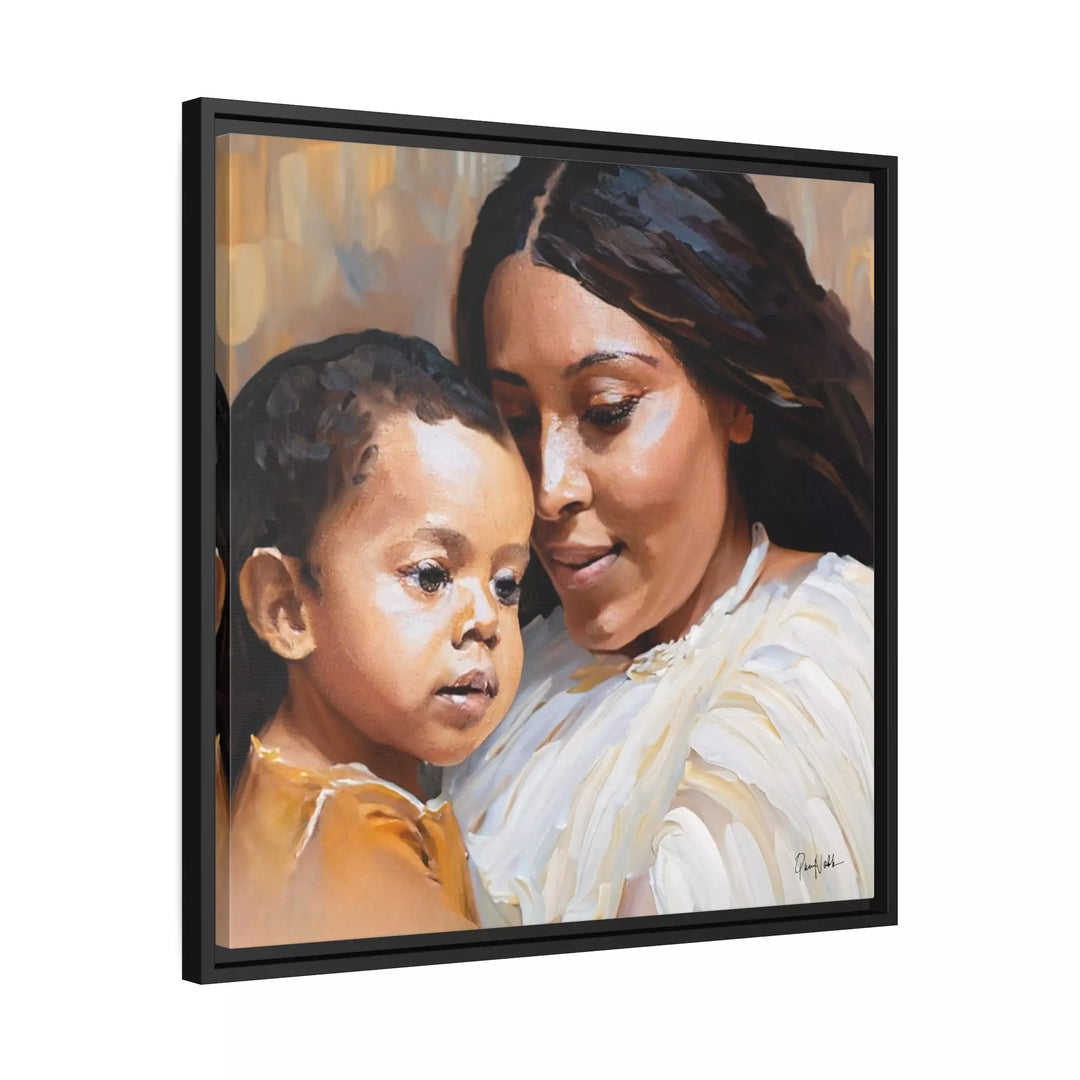 Mother and Child Portrait Canvas Wall Art with Frame by QueenNoble