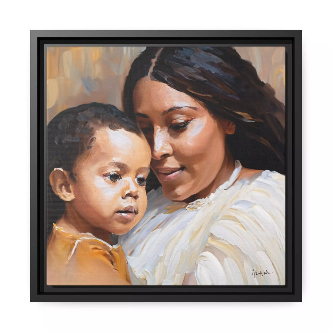 Mother and Child Portrait Canvas Wall Art with Frame by QueenNoble