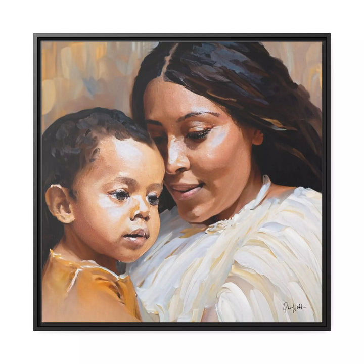 Mother and Child Portrait Canvas Wall Art with Frame by QueenNoble