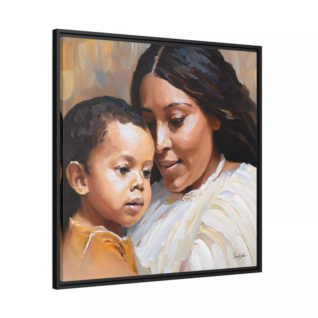 Mother and Child Portrait Canvas Wall Art with Frame by QueenNoble