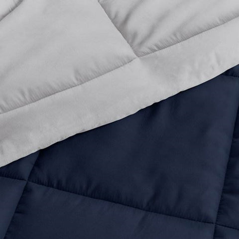 King/Cal King 3-Piece Microfiber Reversible Comforter Set in Navy/Grey