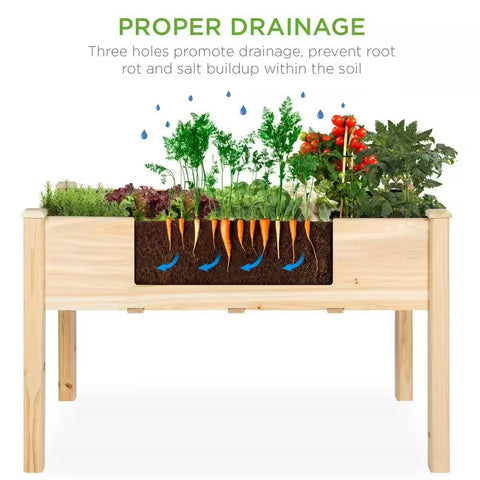 Outdoor 4-ft x 2-ft Fir Wood Raised Garden Bed Planter Box