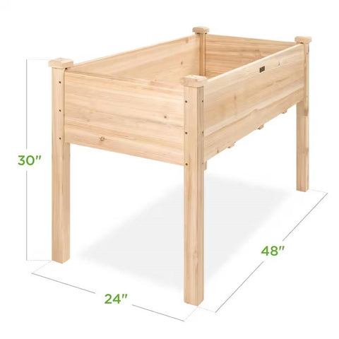 Outdoor 4-ft x 2-ft Fir Wood Raised Garden Bed Planter Box