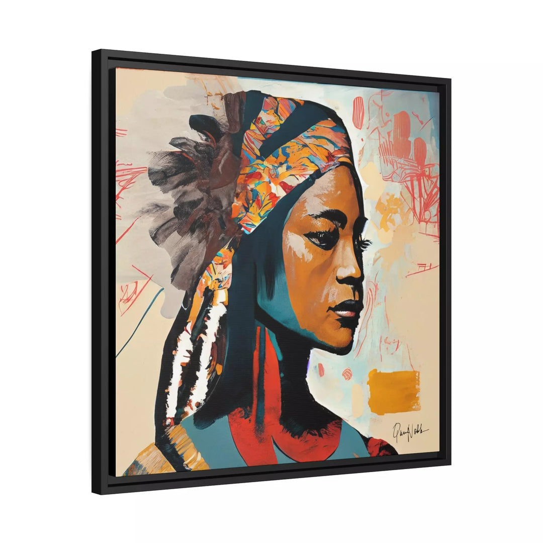 Native Indian Lady Portrait Canvas Wall Art with Frame by QueenNoble