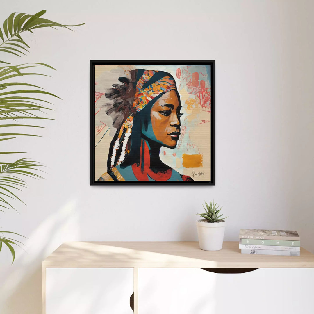 Native Indian Lady Portrait Canvas Wall Art with Frame by QueenNoble