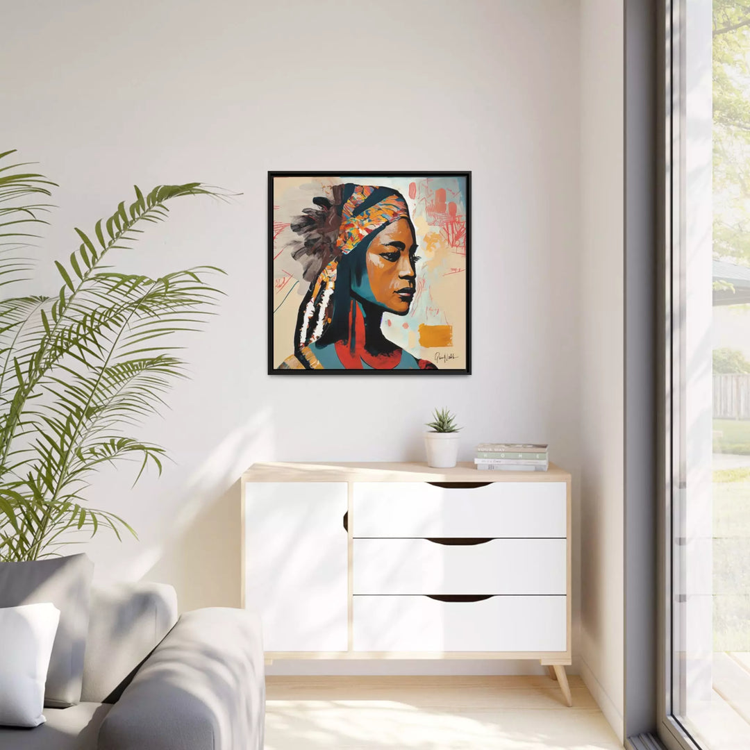 Native Indian Lady Portrait Canvas Wall Art with Frame by QueenNoble