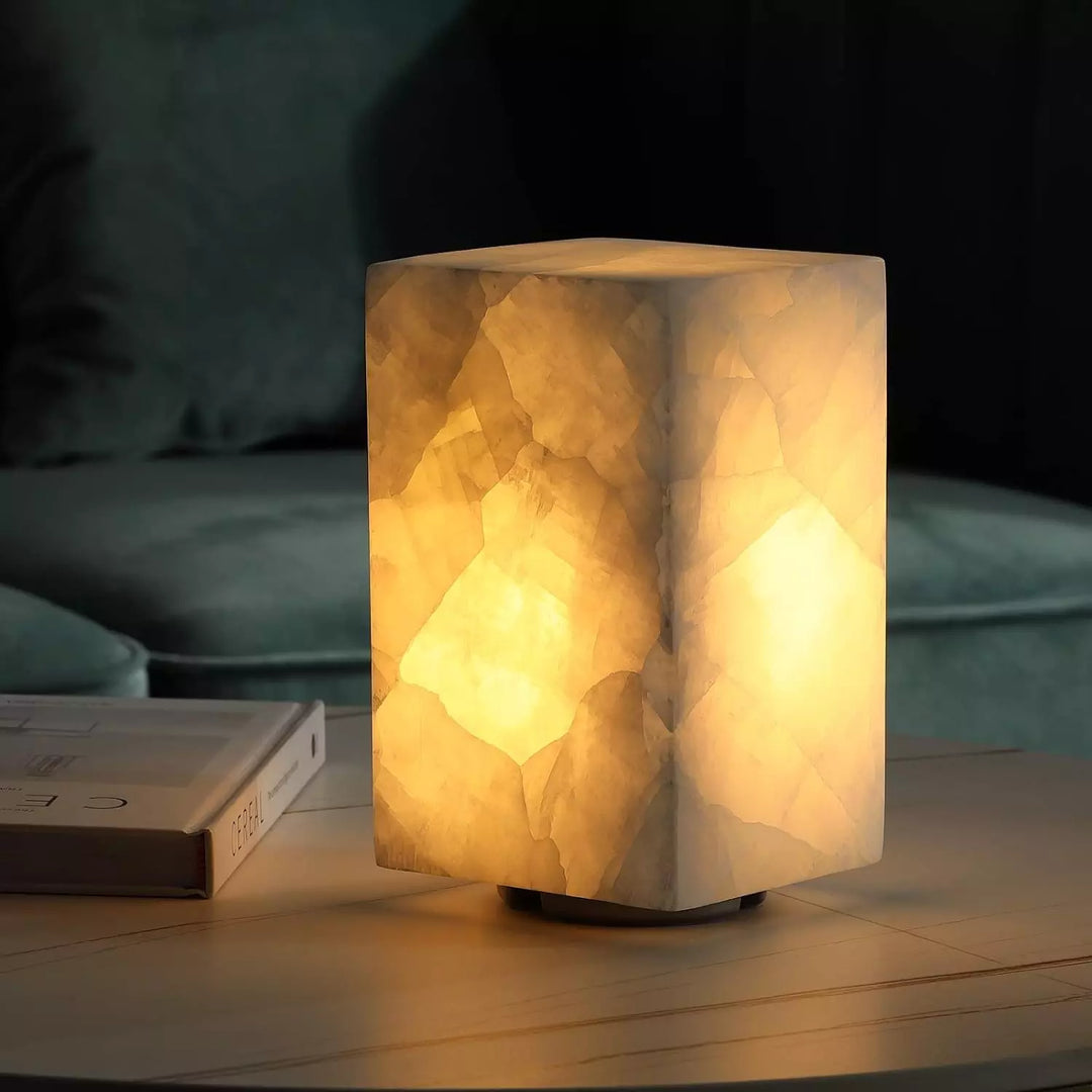 Unique Solid Stone Table Lamp with Crystal Texture