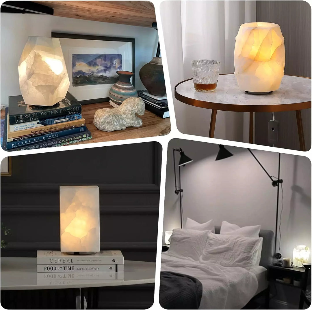 Unique Solid Stone Table Lamp with Crystal Texture