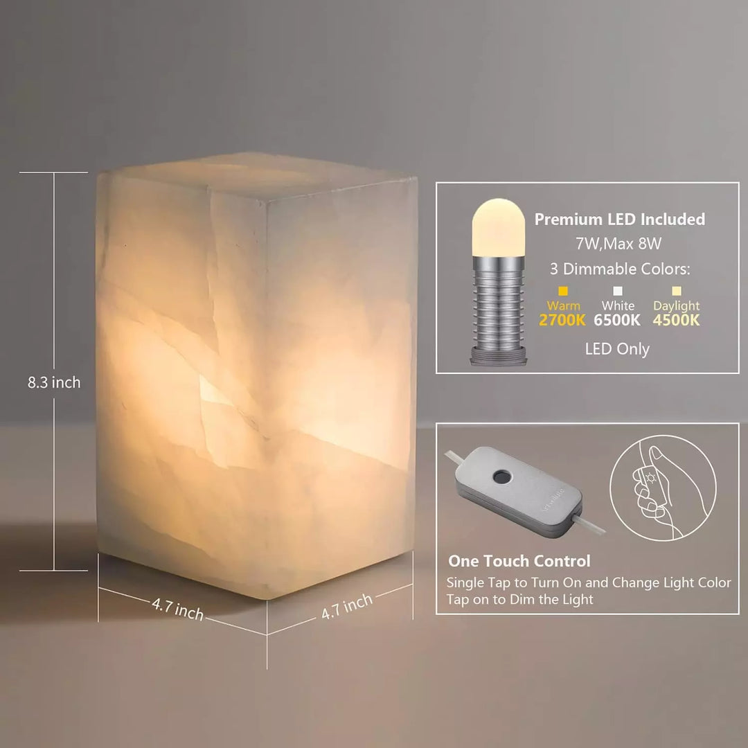 Unique Solid Stone Table Lamp with Crystal Texture