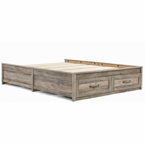 FarmHome Platform Bed Frame with Storage Drawers - Queen Size