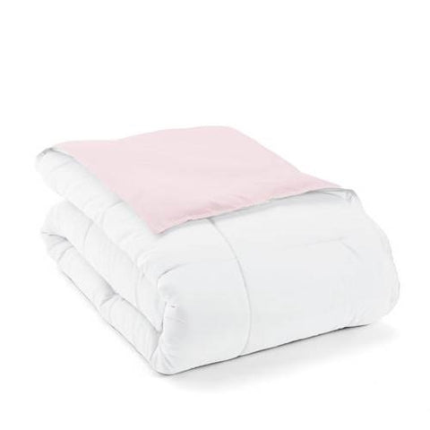 Twin/Twin XL 2-Piece Microfiber Reversible Comforter Set Blush Pink and White