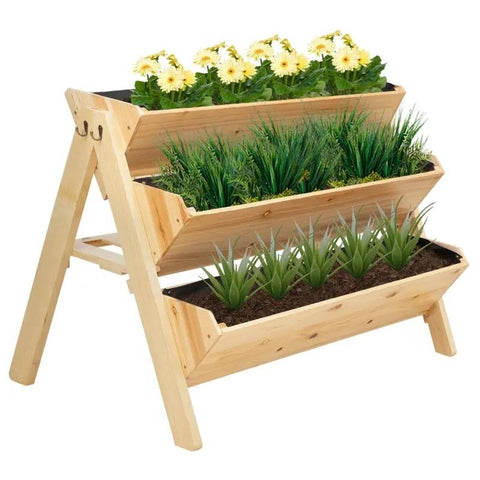 3-Tier A Frame Fir Wood 3 Elevated Planter Box Raised Garden Bed