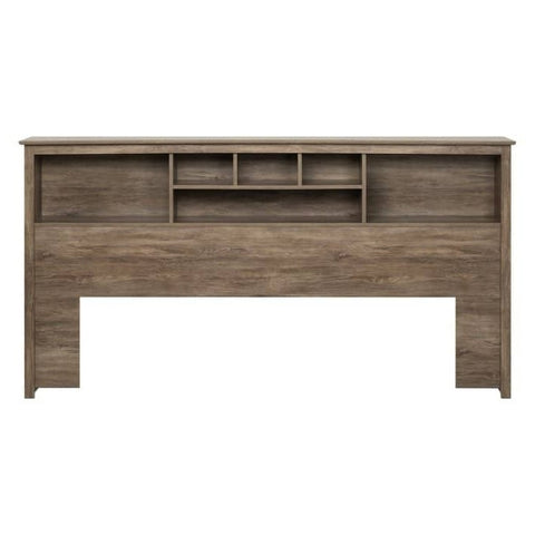 King size Bookcase Headboard in Drifted Gray Wood Finish