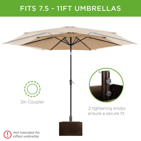 Portable Wheeled Powder Coated Steel Umbrella Base Stand / Planter Box