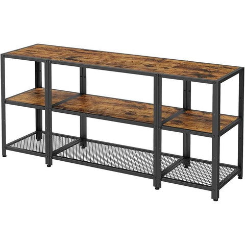 Modern Metal Wood Industrial TV stand Entertainment Center for TV up to 65-inch