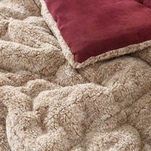 Twin Plush Sherpa Reversible Micro Suede Comforter Set in Marron