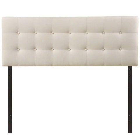 Full size Modern Ivory Fabric Upholstered Button Tufted Headboard