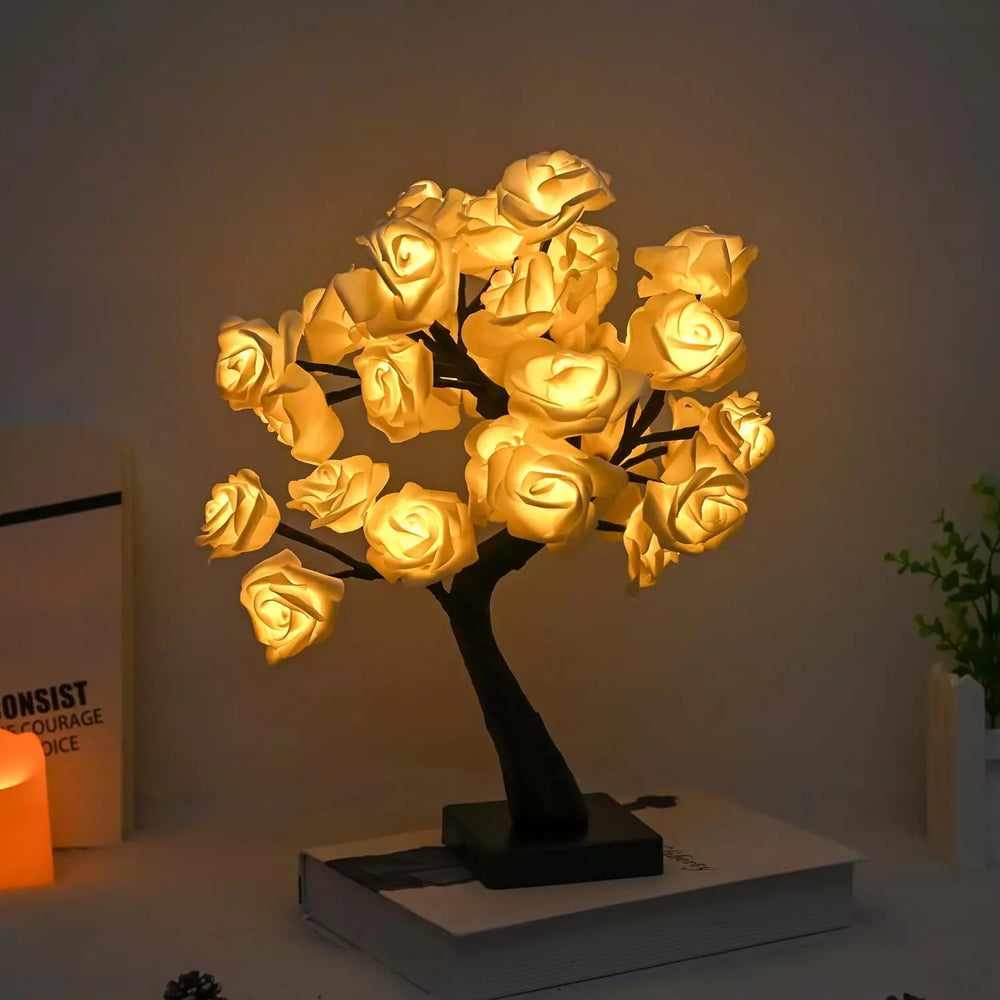 Rose Flower Tree Lamp with 32 LED Warm White Light Bulbs