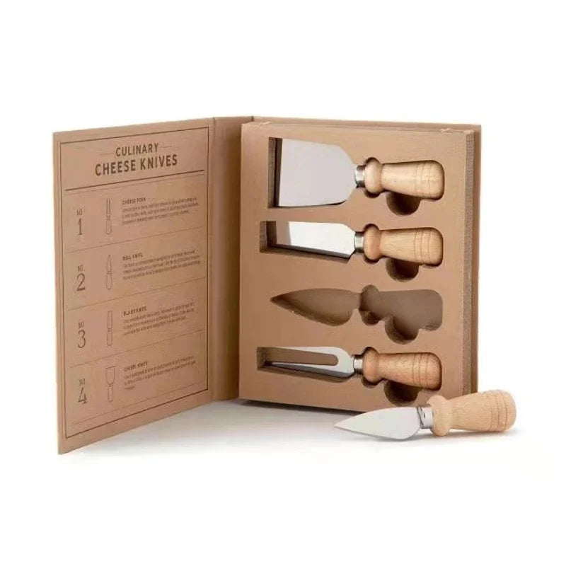 Oak Cheese Knife Set: 4pcs/6pcs of Cheese and Butter Knives